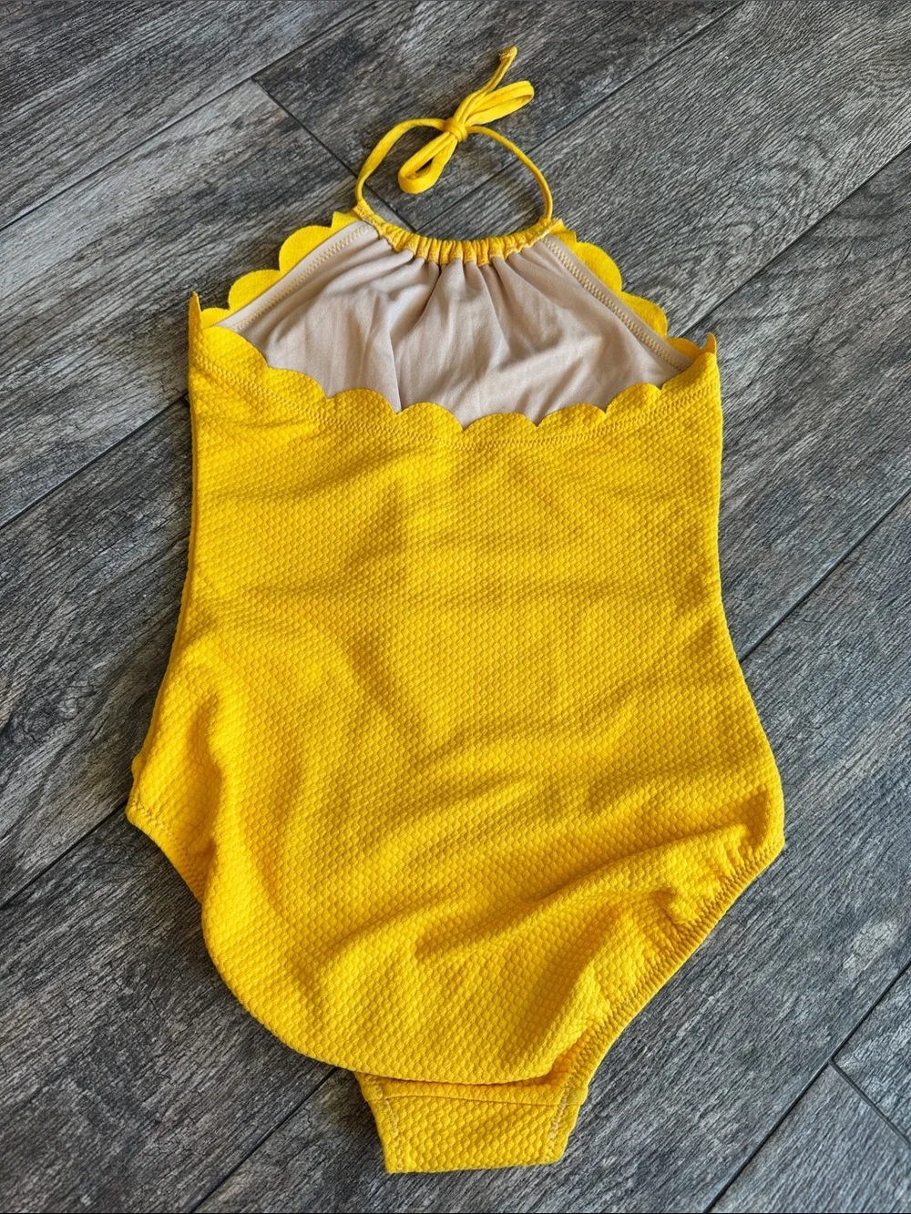 Old Navy Girls Yellow Textured Halter One-Piece Swimsuit
